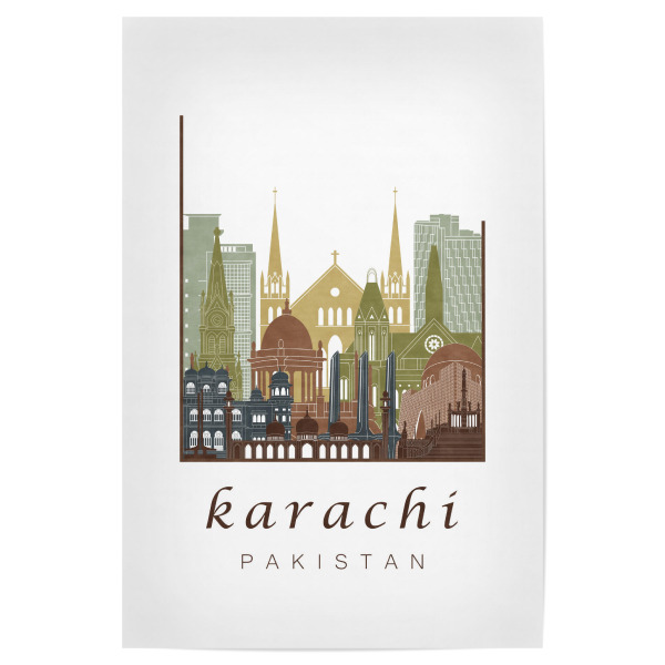 Poster 30x20 cm "Karachi skyline light brown" artboxONE - Städte,Reise,Architektur,Kartografie