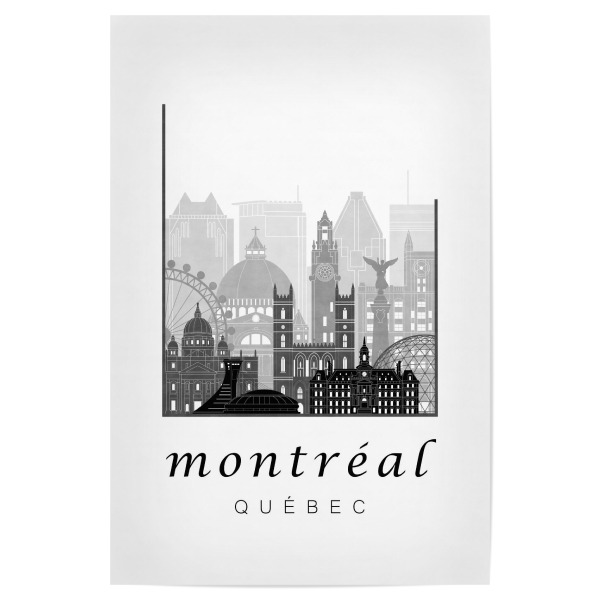 Poster 30x20 cm "Montreal City skyline black white" artboxONE - Städte,Reise,Architektur,Kartografie