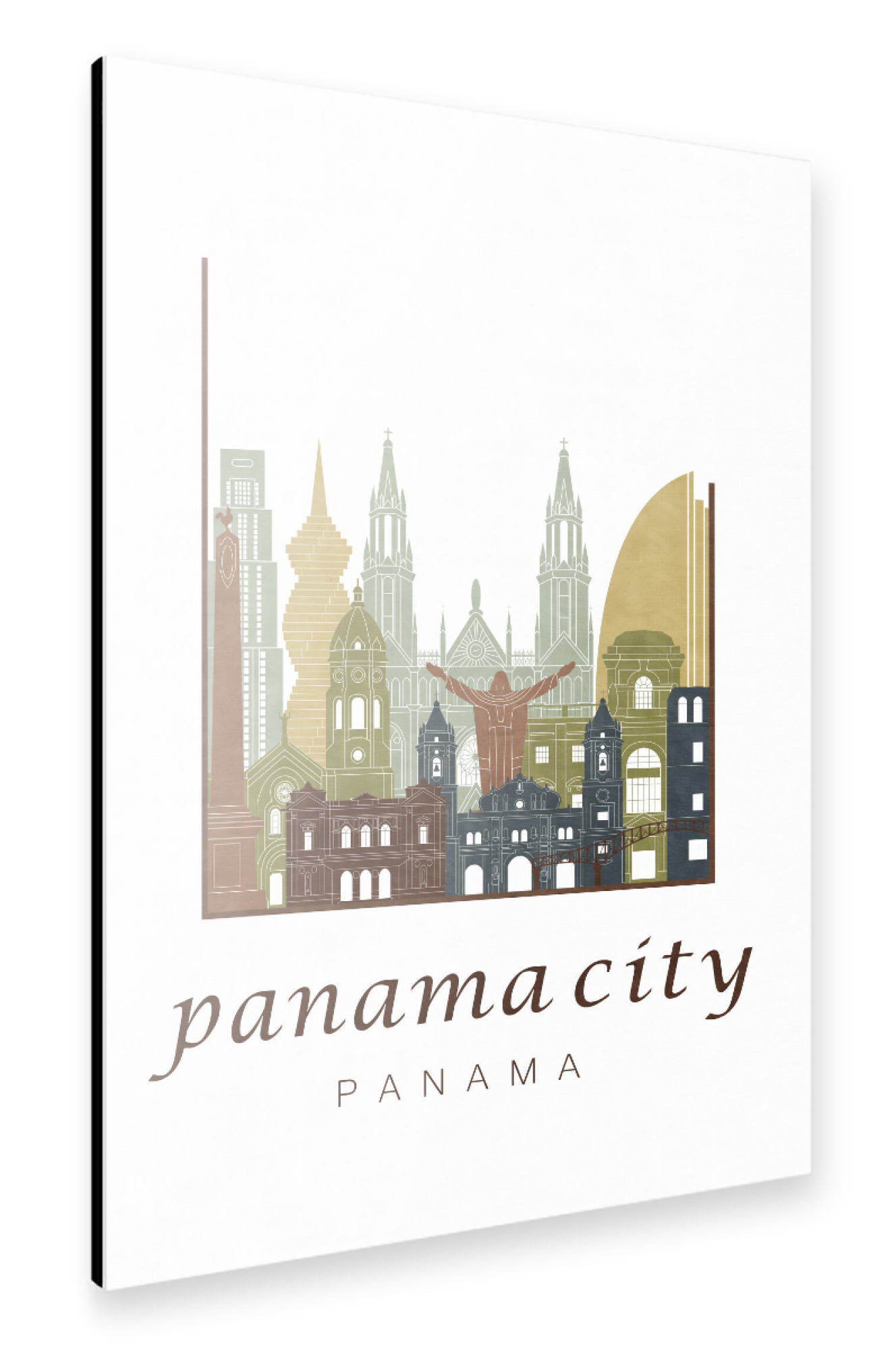 Alu-Dibond "Panama City skyline light brown" 30x20 cm artboxONE