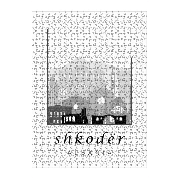 Puzzle Ravensburger "Shkoder skyline black white" artboxONE - Städte,Reise,Architektur,Kartografie