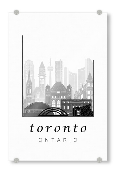 Acrylglasbild "Toronto skyline black & white" artboxONE - Städte,Reise,Architektur,Kartografie