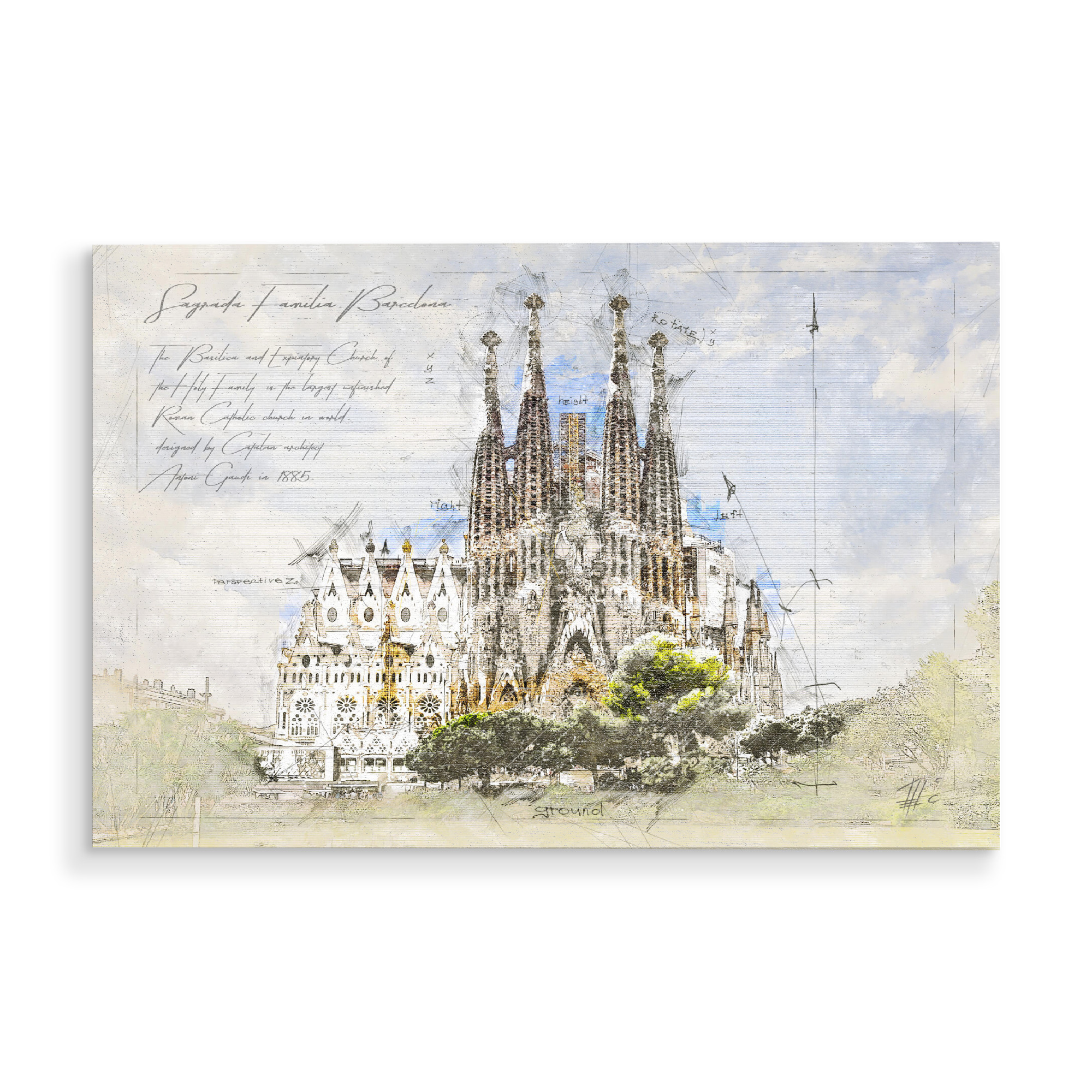 Holzbild "Sagrada Familia, Barcelona" artboxONE - Städte,Architektur,Städte / Barcelona