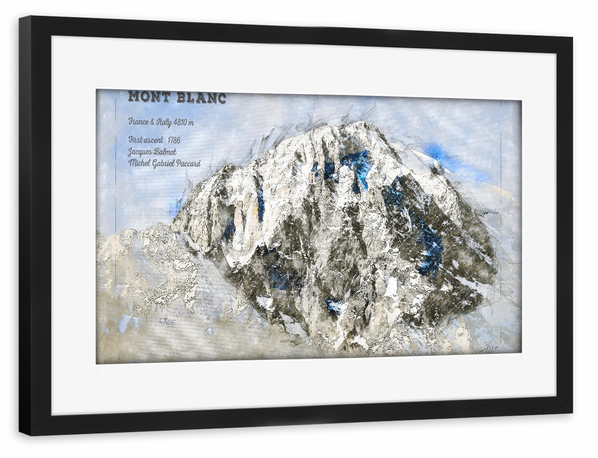 Poster mit Rahmen schwarz "Mont Blanc Mountain" artboxONE - Natur,Reise / Länder