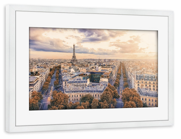 Poster mit Rahmen weiß "Paris the city of lights" artboxONE - Städte,Reise,Architektur,Städte / Paris,Reise / Länder