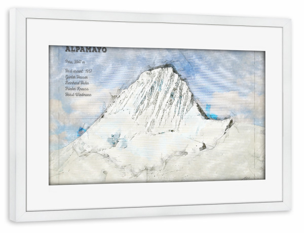 Poster mit Rahmen weiß "Alpamayo Mountain" artboxONE - Natur