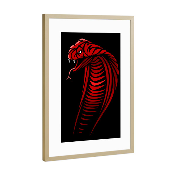 Poster mit Rahmen Gold "Tribal Cobra" artboxONE - Tiere,Comic - Cobra,Snake,Tribal,Reptile,Schlange,Comic