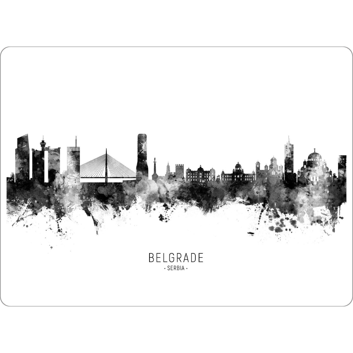 Tischset "Belgrade Serbia Skyline BW Text" artboxONE - Städte