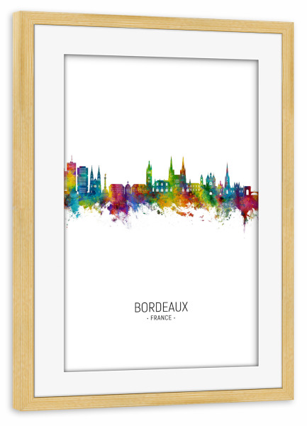 Poster mit Rahmen kiefer "Bordeaux France Skyline Portrait" artboxONE - Städte