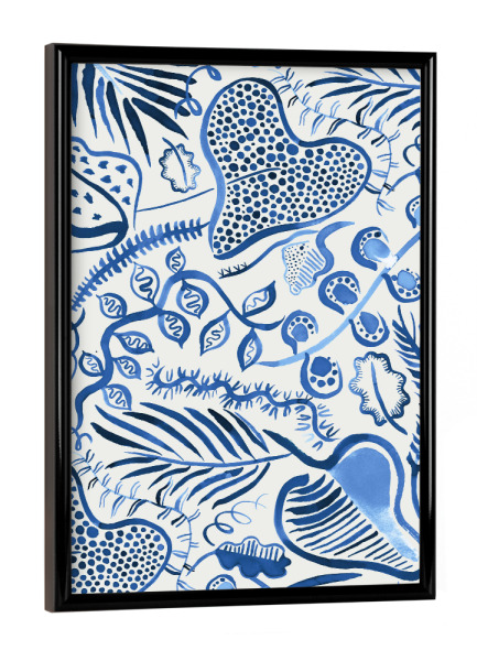 Poster mit schwarzem Rahmen "Tropical Forest Jungle Leaves Blue" artboxONE - Natur,Tiere,Liebe