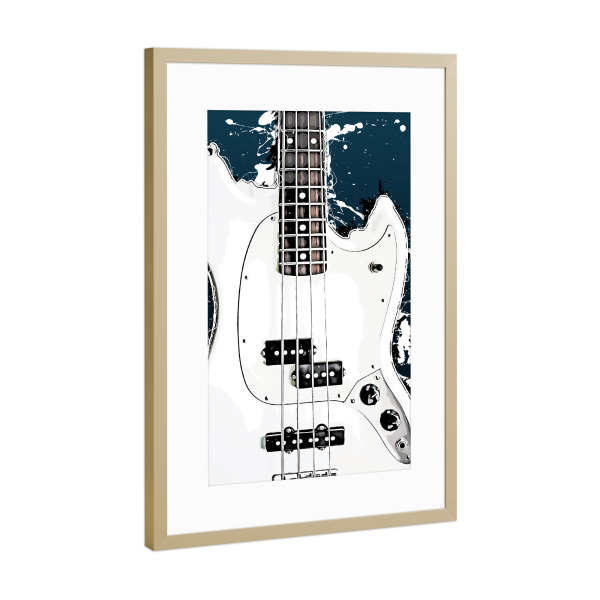 Poster mit Rahmen Gold "Cartoon guitar" artboxONE - Musik - Guitar,Guitars,Cartoon,Music,Band,Sound,Jazz,Musik,Gitarre