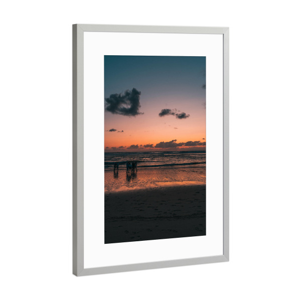 Poster mit Rahmen Silber "Sunset at the beach" artboxONE - Natur,Reise,Reise / Strand und Meer