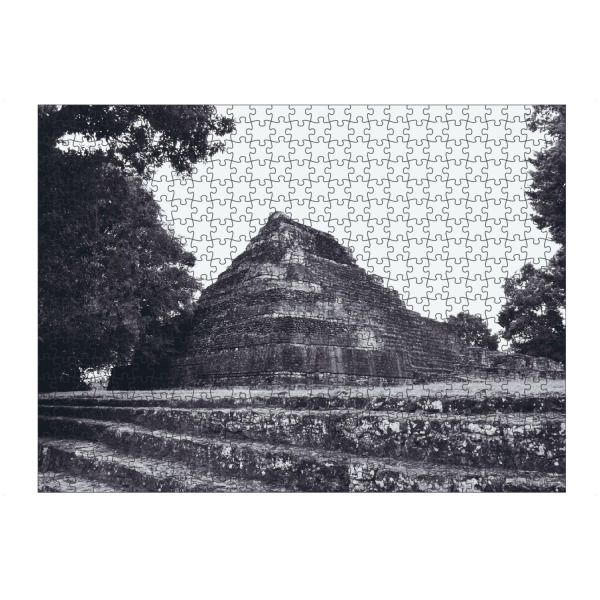 Puzzle Ravensburger "Chaccoben Mayan Ruin" artboxONE - Reise,Schwarzweiß,Architektur,Reise / Länder