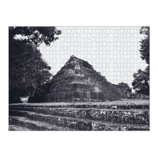 Puzzle Ravensburger "Chaccoben Mayan Ruin" artboxONE - Reise,Schwarzweiß,Architektur,Reise / Länder