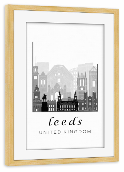 Poster mit Rahmen kiefer "Karachi skyline black white" artboxONE - Städte,Reise,Architektur,Kartografie