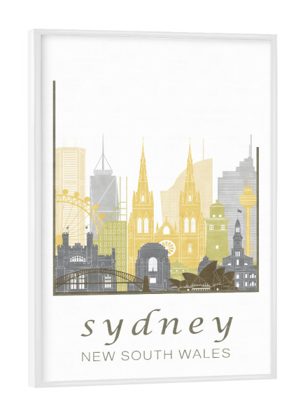 Poster mit weißem Rahmen "Sydney skyline desert" artboxONE - Städte,Reise,Architektur,Städte / Sydney,Kartografie