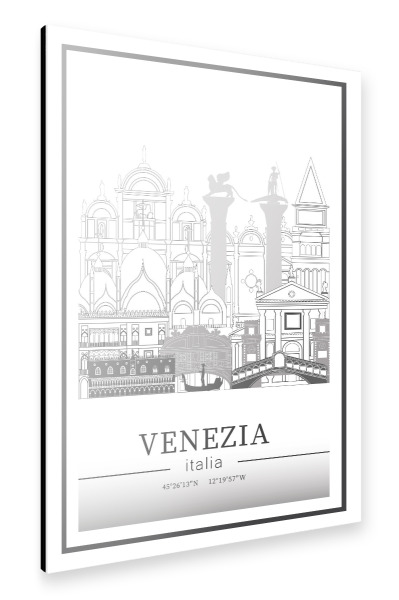 Alu-Dibond "Venice skyline line art" 30x20 cm artboxONE