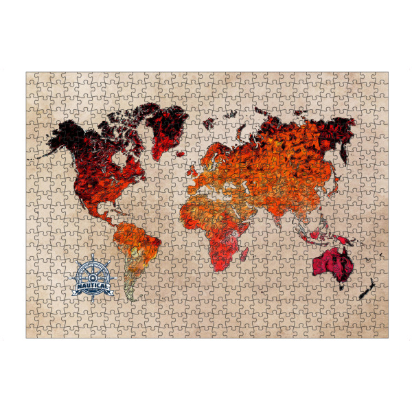 Puzzle Ravensburger "World map red cartoon" artboxONE - Reise,Kartografie