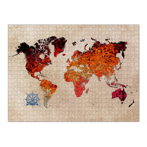 Puzzle Ravensburger "World map red cartoon" artboxONE - Reise,Kartografie