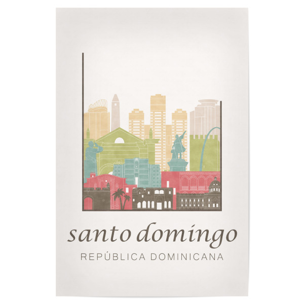 Poster 30x20 cm "Santo Domingo skyline pastel" artboxONE - Städte,Reise,Architektur,Kartografie