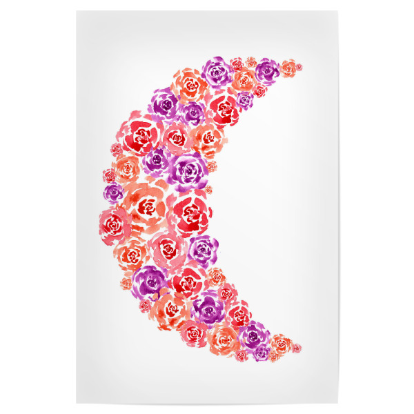 Poster "Rosen Mond" artboxONE - Floral - Rosen,Blumen,Halbmond,Floral,Blueten,Fruehling,Flowers,Mond,Moon,Abstract,Abstrakt,Bunt,Colorful