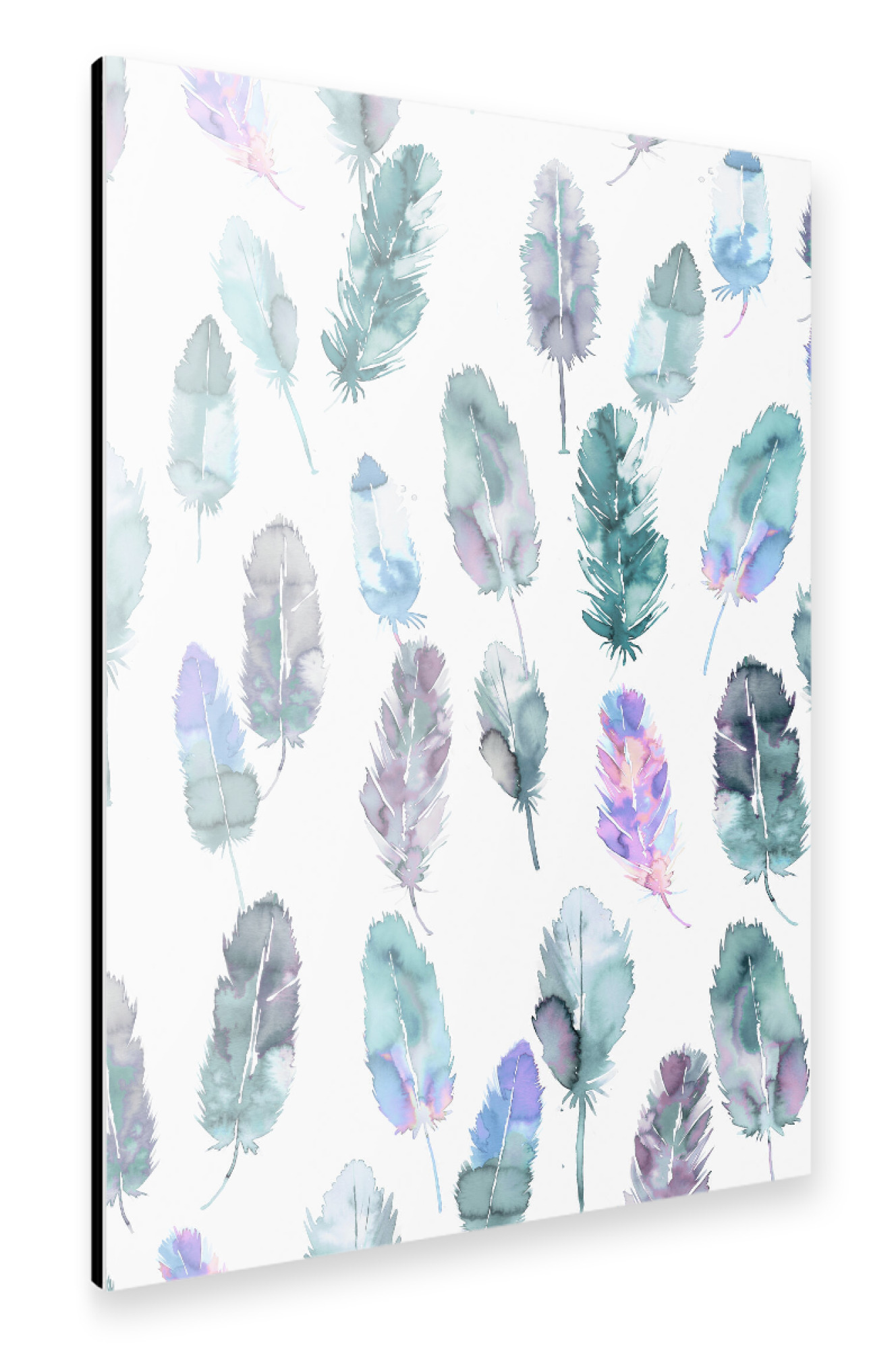 Alu-Dibond "Watercolor Boho Feathers Blue" 30x20 cm artboxONE