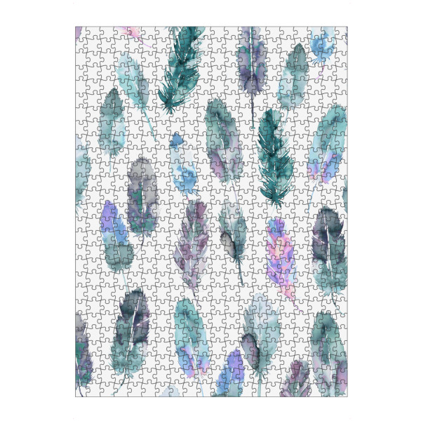 artboxONE Puzzle "Watercolor Boho Feathers Blue" artboxONE - Natur,Abstrakt,Festivals