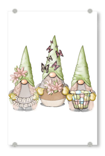 Acrylglasbild "Three Spring Green Gnomes" artboxONE - Natur,Floral,Festivals,Lustig