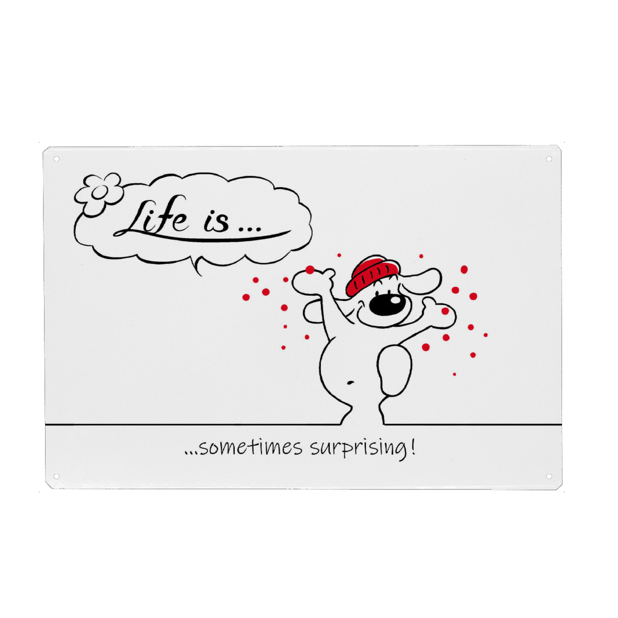 Holzbild "Life is... Surprising" artboxONE - Typografie,Tiere,Comic,Lustig