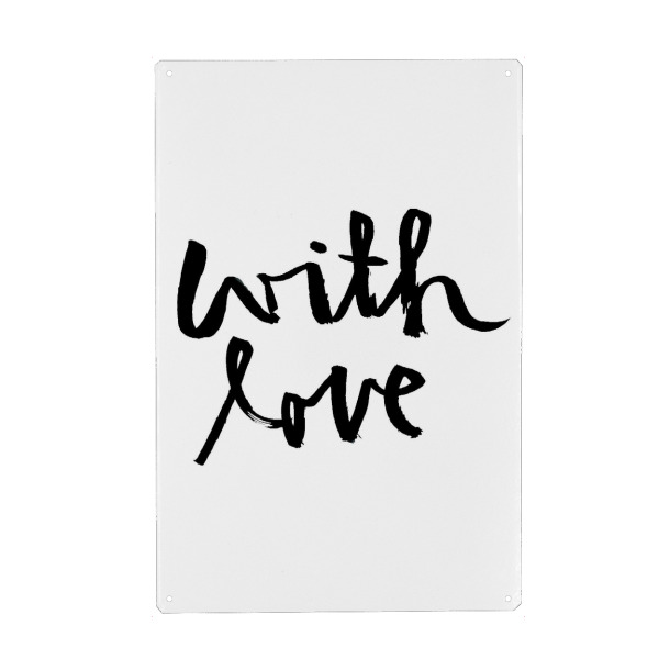 Metall Poster "With Love" artboxONE - Schwarzweiß,Liebe,Für Mama,Für Papa