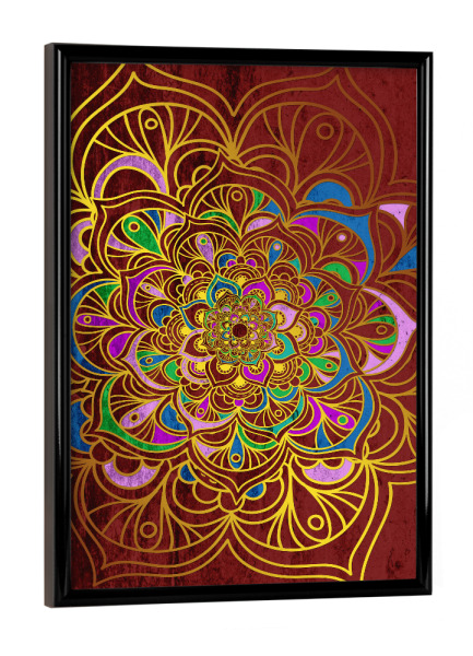 Poster mit schwarzem Rahmen "Mandala Colorfull Red" artboxONE - Abstrakt - Mandala,Arabic,Ethnic,Indian,Vector,Boho,Yoga,Red,Color