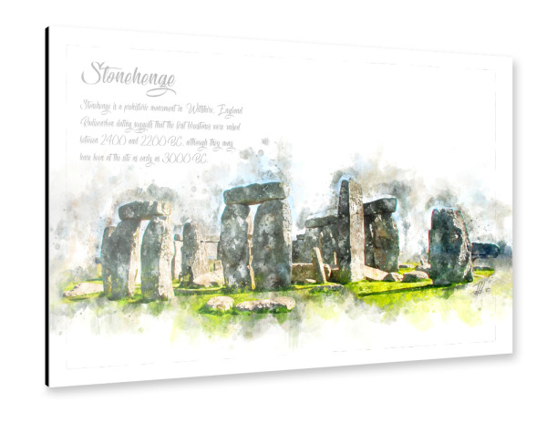 Alu-Dibond "Stonehenge Aquarell" 30x20 cm artboxONE