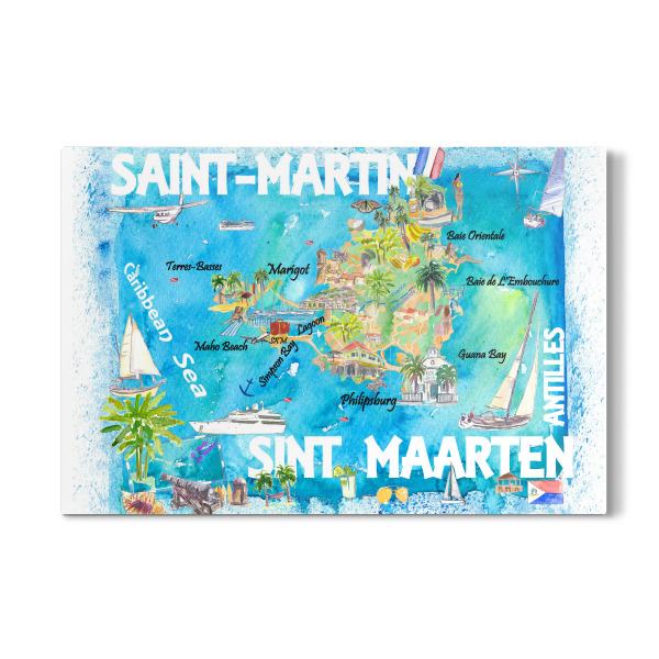 Galerie-Print "Saint-Martin Sint Maarten Karte" 30x20 cm artboxONE