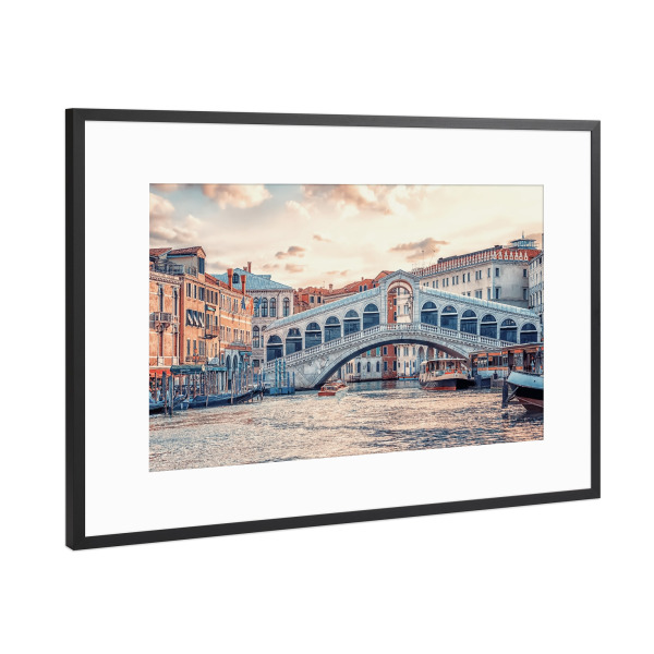 Poster mit Rahmen Schwarz (Metallic) "Ponte di Rialto" artboxONE - Städte,Architektur,Städte / Venedig