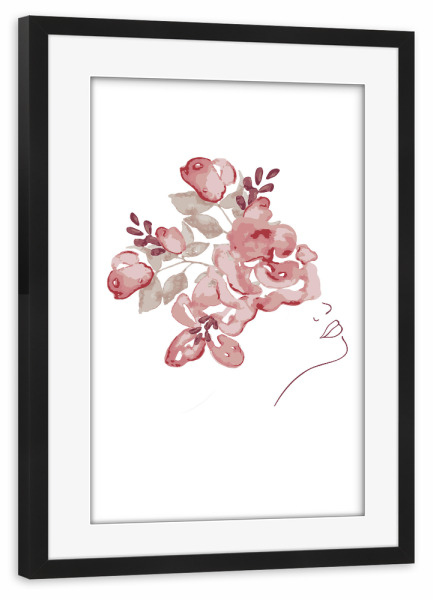 Poster mit Rahmen schwarz "Girl with Flower Wreath" artboxONE - Floral,Abstrakt,Menschen