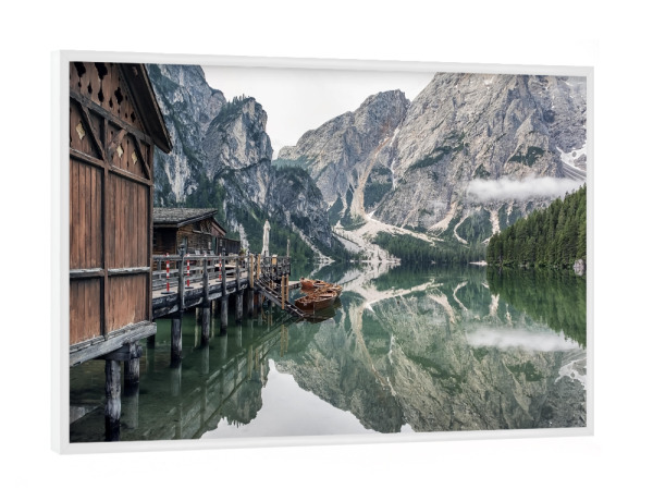 Poster mit weißem Rahmen "Braies reflection" artboxONE - Natur,Reise,Reise / Länder