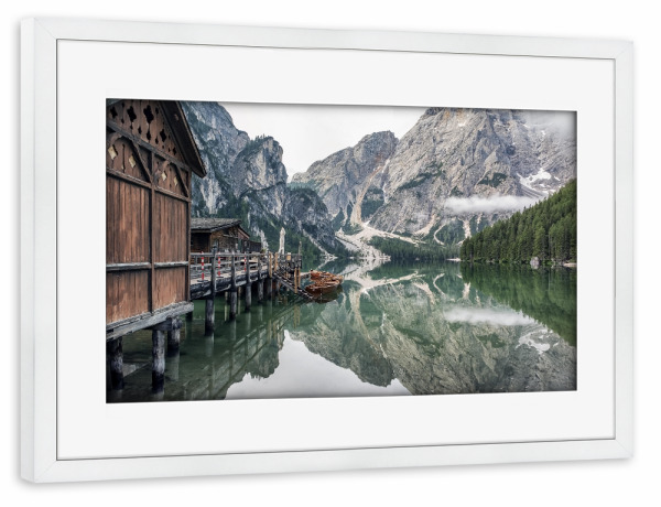 Poster mit Rahmen weiß "Braies reflection" artboxONE - Natur,Reise,Reise / Länder