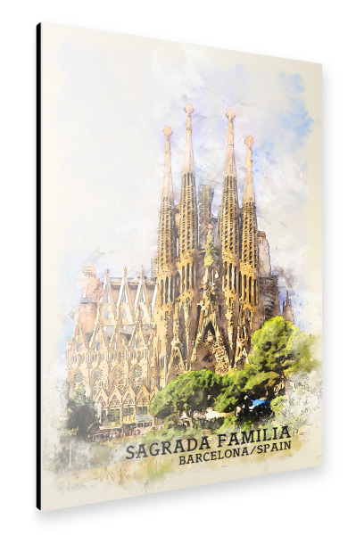 Alu-Dibond "Sagrada Familia Sketch" 30x20 cm artboxONE