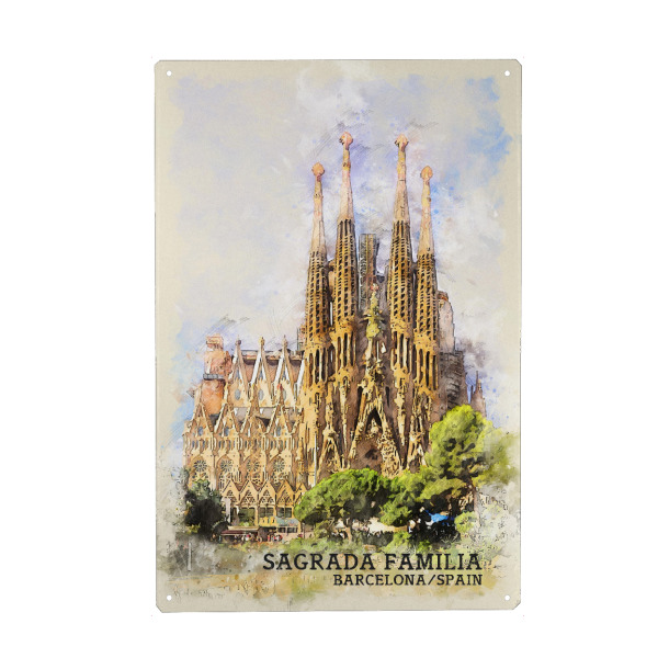 Holzbild "Sagrada Familia Sketch" artboxONE - Städte,Reise,Architektur,Städte / Barcelona