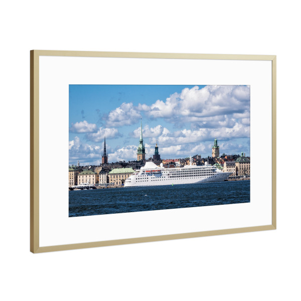 Poster mit Rahmen Gold "Schiff in Stockholm" artboxONE - Architektur,Reise / Strand und Meer,Reise / Länder,Städte / Stockholm