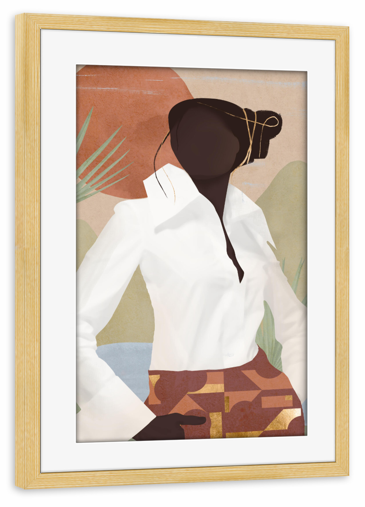 Poster mit Rahmen kiefer "SHE Woman B" artboxONE - Menschen - Woman,Flat,Female,Frau,Boho,Abstract,Abstrakt