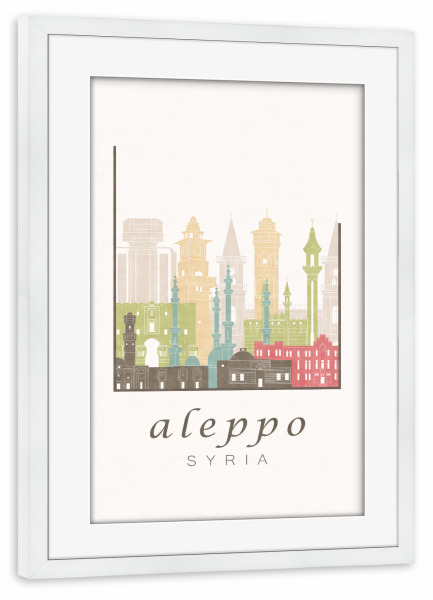 Poster mit Rahmen weiß "Aleppo skyline pastel" artboxONE - Städte,Reise,Architektur,Kartografie