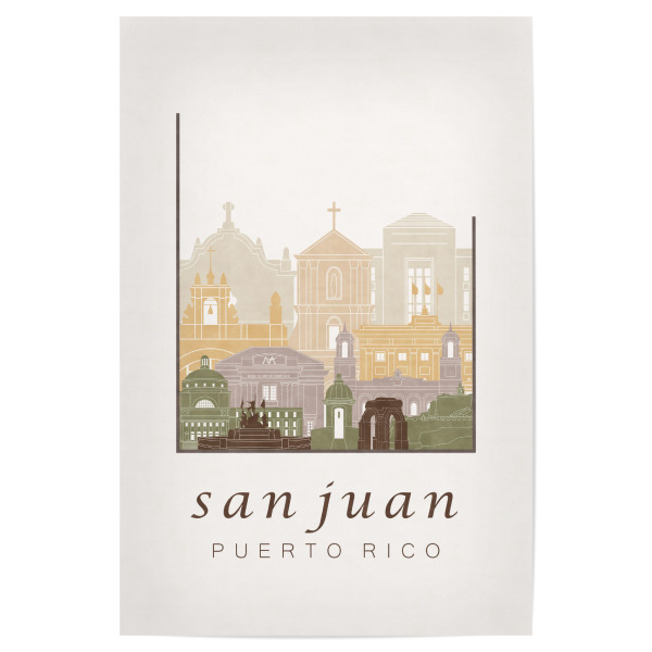 Poster 30x20 cm "San Juan skyline rustic" artboxONE - Städte,Reise,Architektur,Kartografie