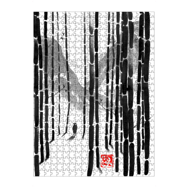 artboxONE Puzzle "Journey to the sea" artboxONE - Natur,Schwarzweiß - Bamboo,Sumie,Japan,Bäume,Trees,Natur,Nature,Schwarzweiß,Blackandwhite