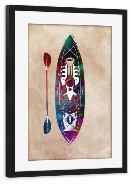 Poster mit Rahmen schwarz "Canoeing sport art" artboxONE - Sport,Sport / Sommerspiele - Canoe,Canoeing,Sport,Sports,Water,Boot,Boat