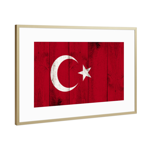 Poster mit Rahmen Gold "Turkey Vintage Flag" artboxONE - Reise,Abstrakt,Reise / Länder,Buchstaben / T,Städte / Istanbul