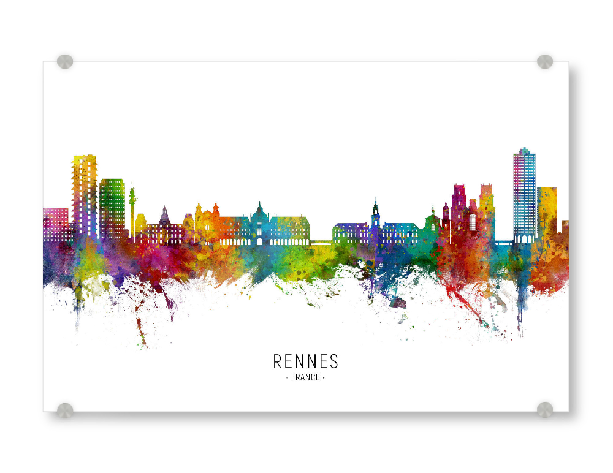 Acrylglasbild "Rennes France Skyline txt" artboxONE - Städte