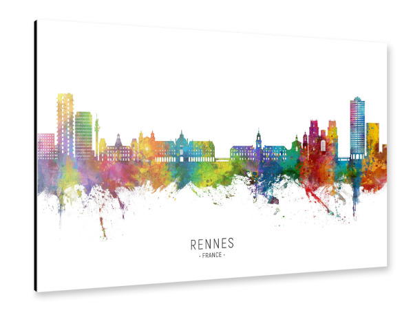 Alu-Dibond "Rennes France Skyline txt" 30x20 cm artboxONE