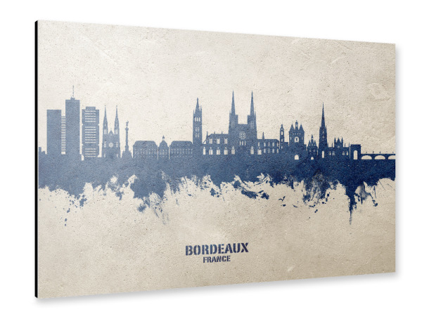 Alu-Dibond "Bordeaux France Skyline PaintBlue" 30x20 cm artboxONE