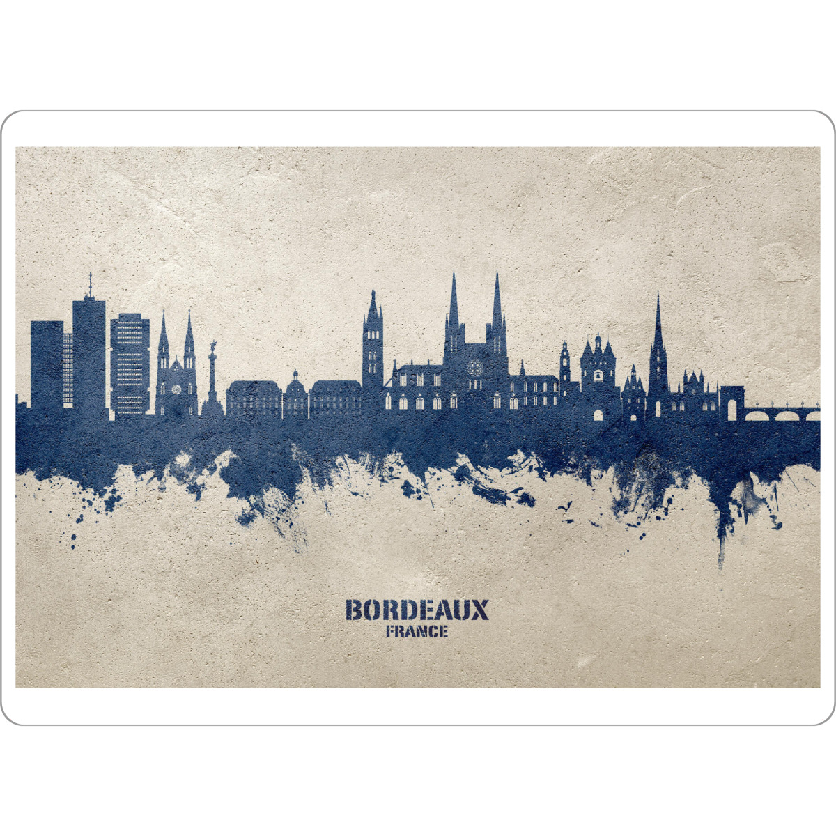 Tischset "Bordeaux France Skyline PaintBlue" artboxONE - Städte - Skyline,Cityscape,Stadtbild,Watercolor,Painting,City,Stadt,France,Frankreich