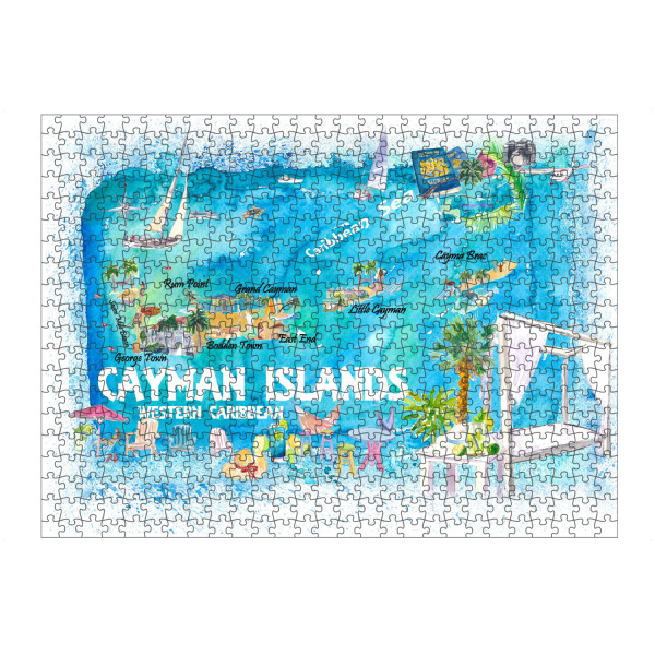 Puzzle Ravensburger "Cayman Islands Travel Map" artboxONE - Reise,Reise / Strand und Meer,Kartografie